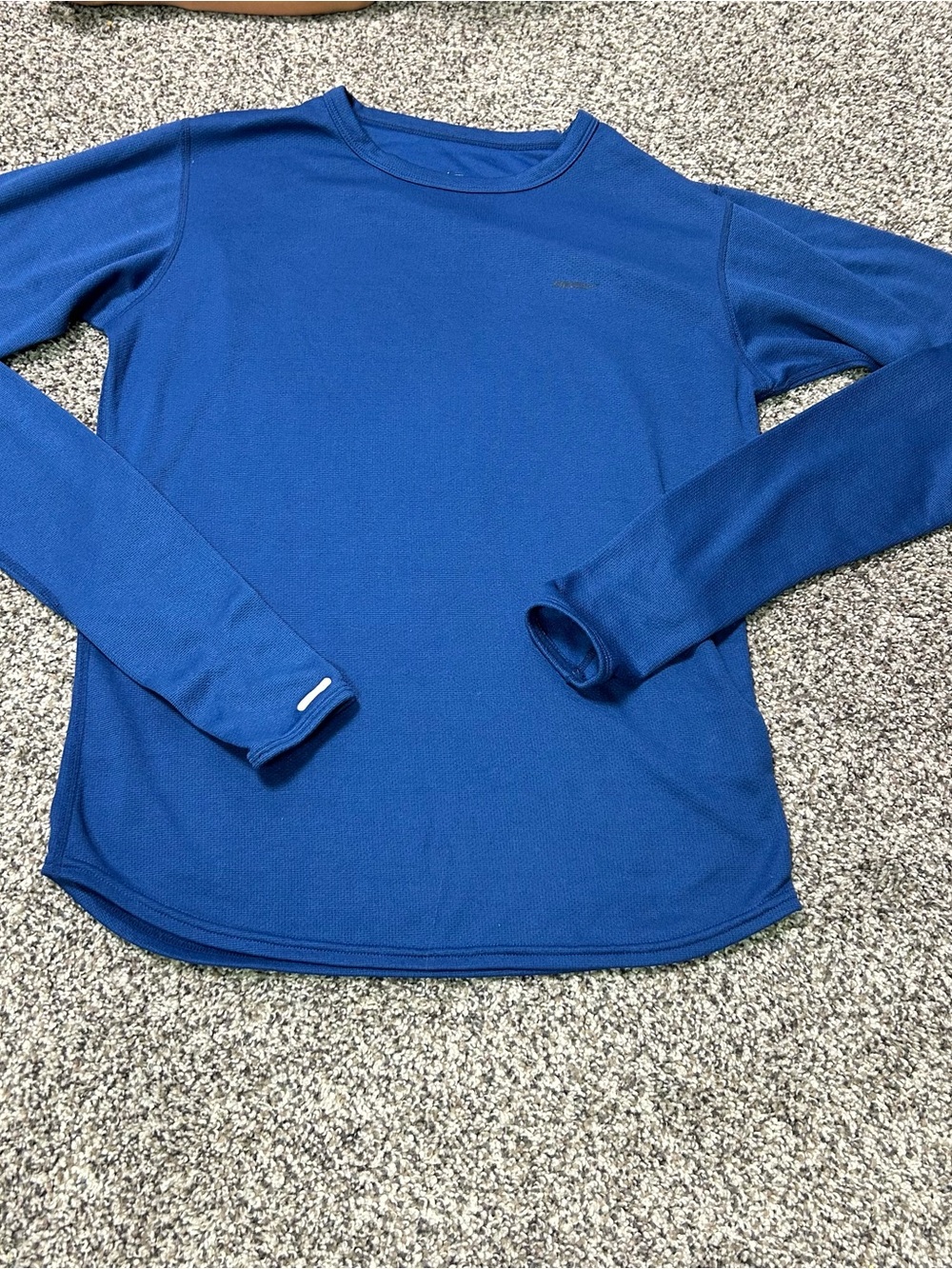 Vintage Nike Shirt Mens M Blue Waffle Knit Thermal Pullover Sweater Swoosh Y2K